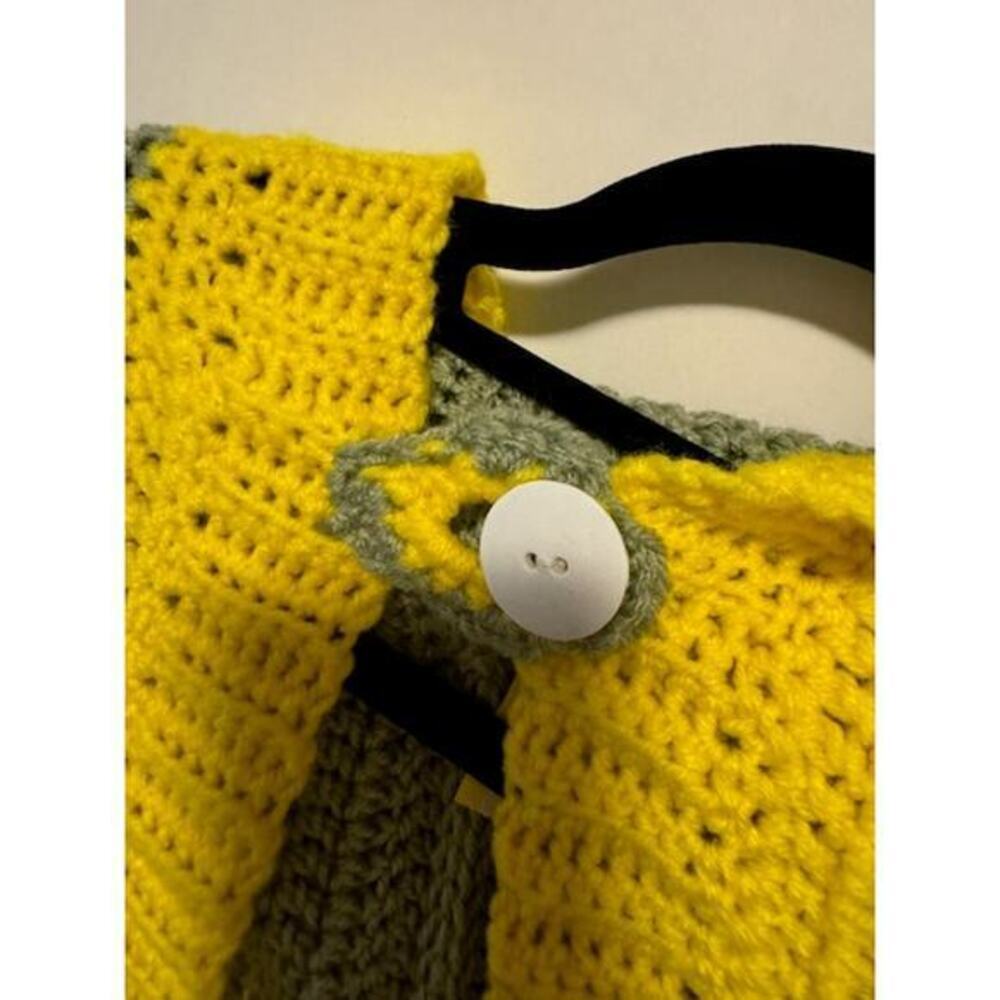 Handmade Green and Yellow Knit Toddler Poncho - Picture 2 of 3